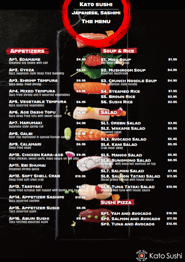 Menu Kato Sushi Menu Kato Sushi