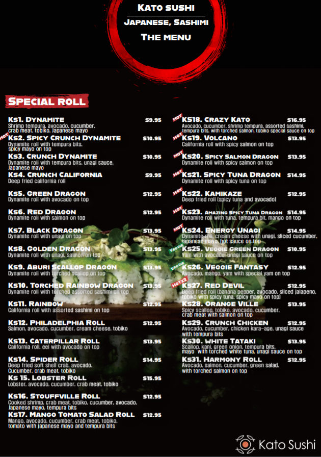 Menu Kato Sushi Menu Kato Sushi