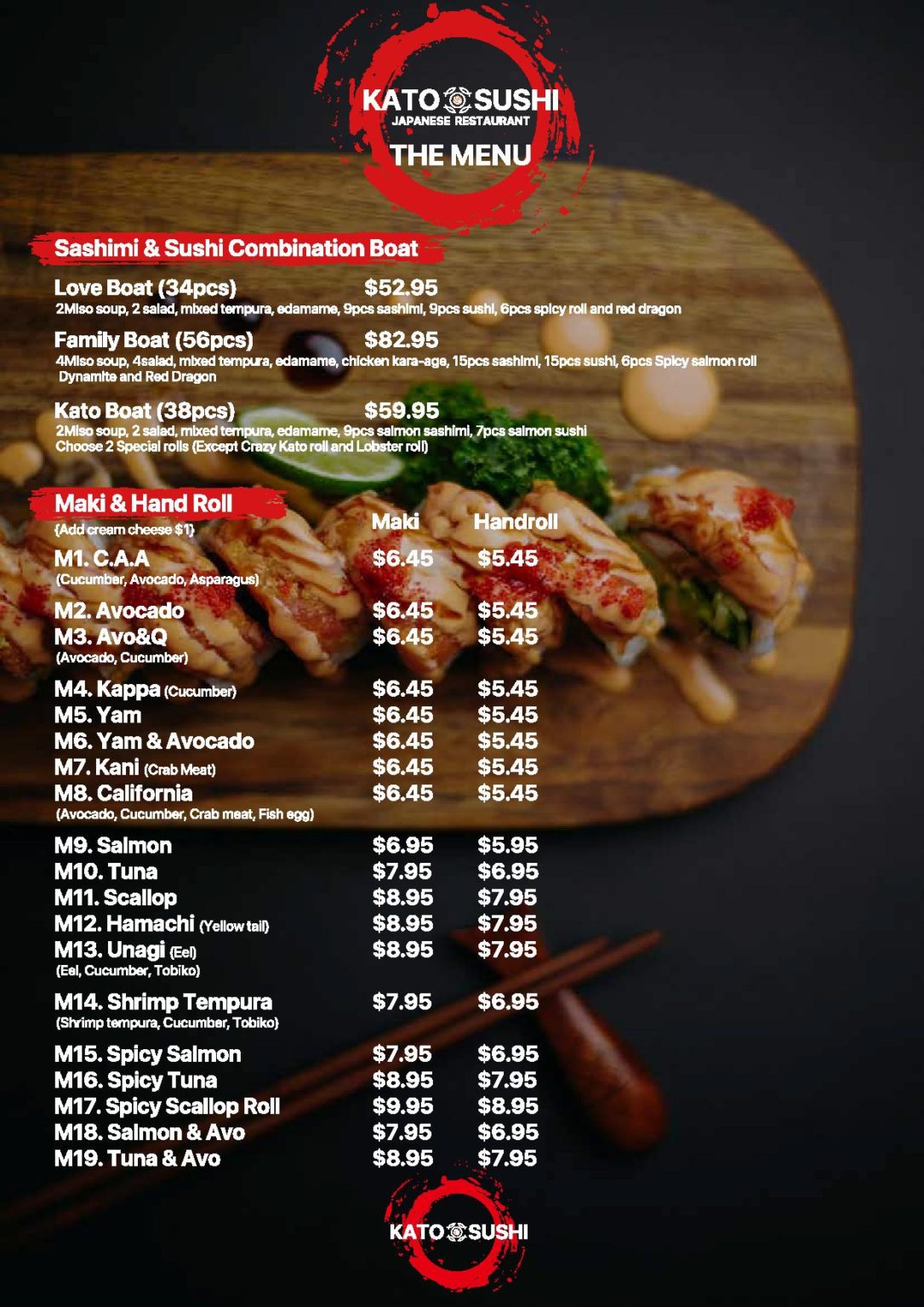 Menu Kato Sushi Menu Kato Sushi