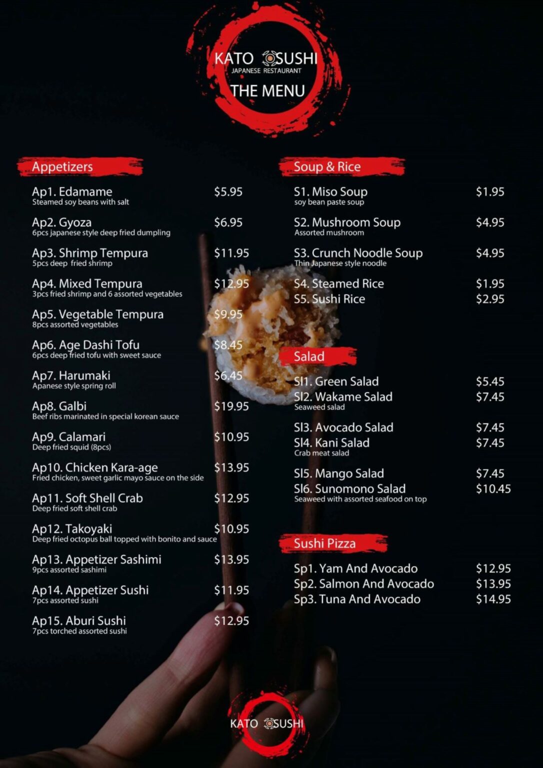 Menu Kato Sushi Menu Kato Sushi